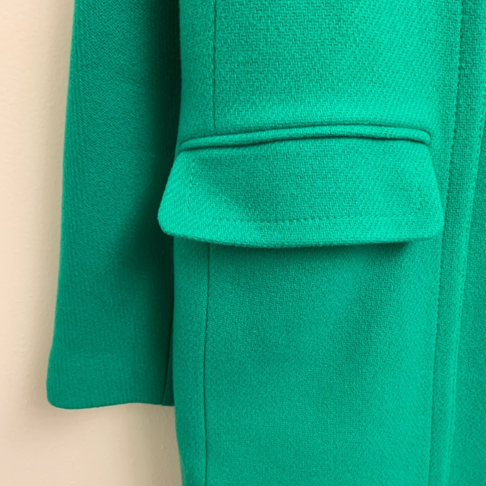 J Crew Women’s Wool Blend Emerald Green Long Two Way Zip Coat Jacket Size 12 - Picture 3 of 16
